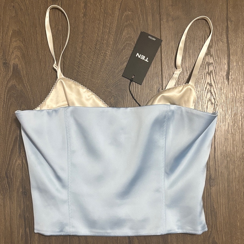 Aritzia Light Blue Satin Tank Top